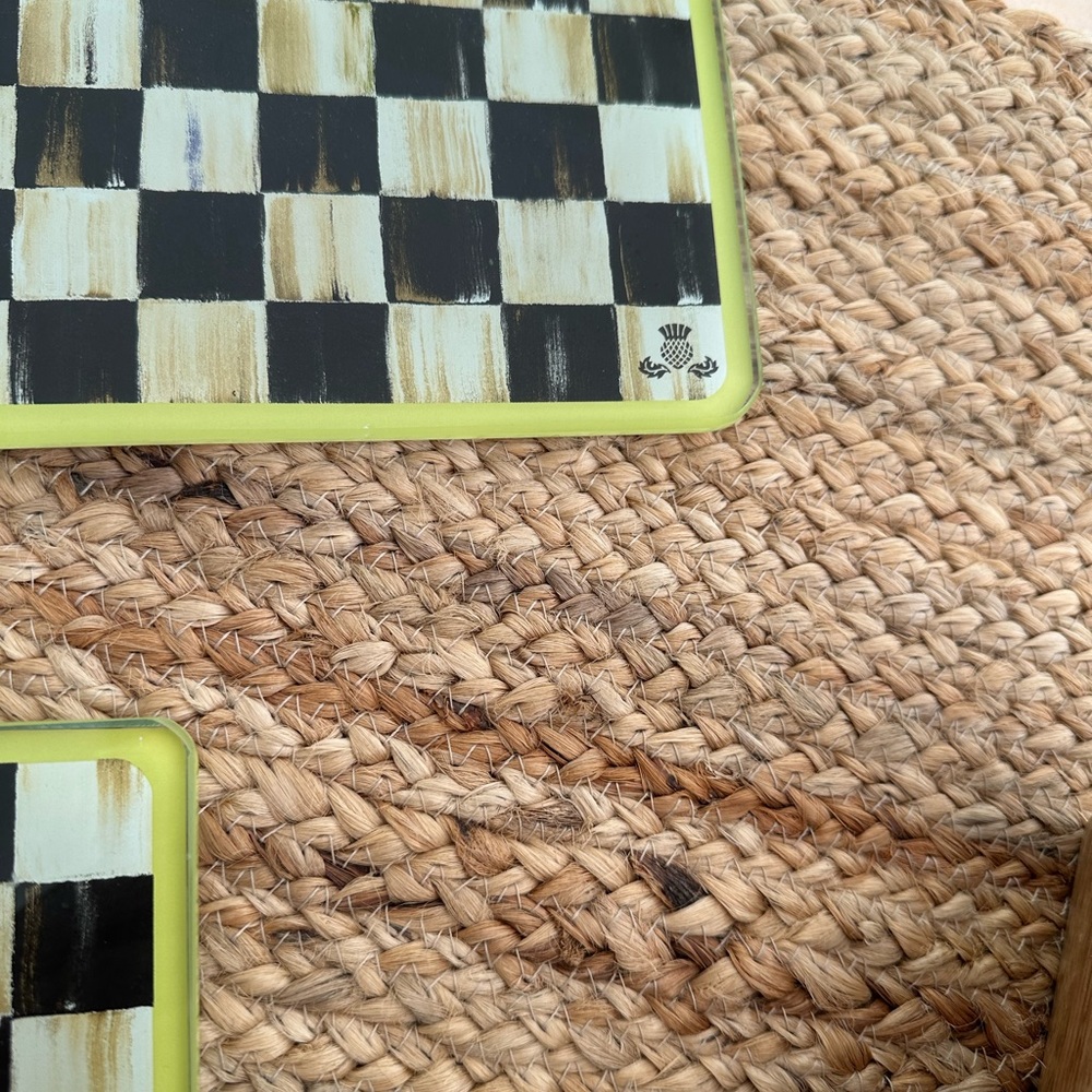 MacKenzie-Childs Checkered Cutting Boards - Black, White, Green - Picture 3 of 9
